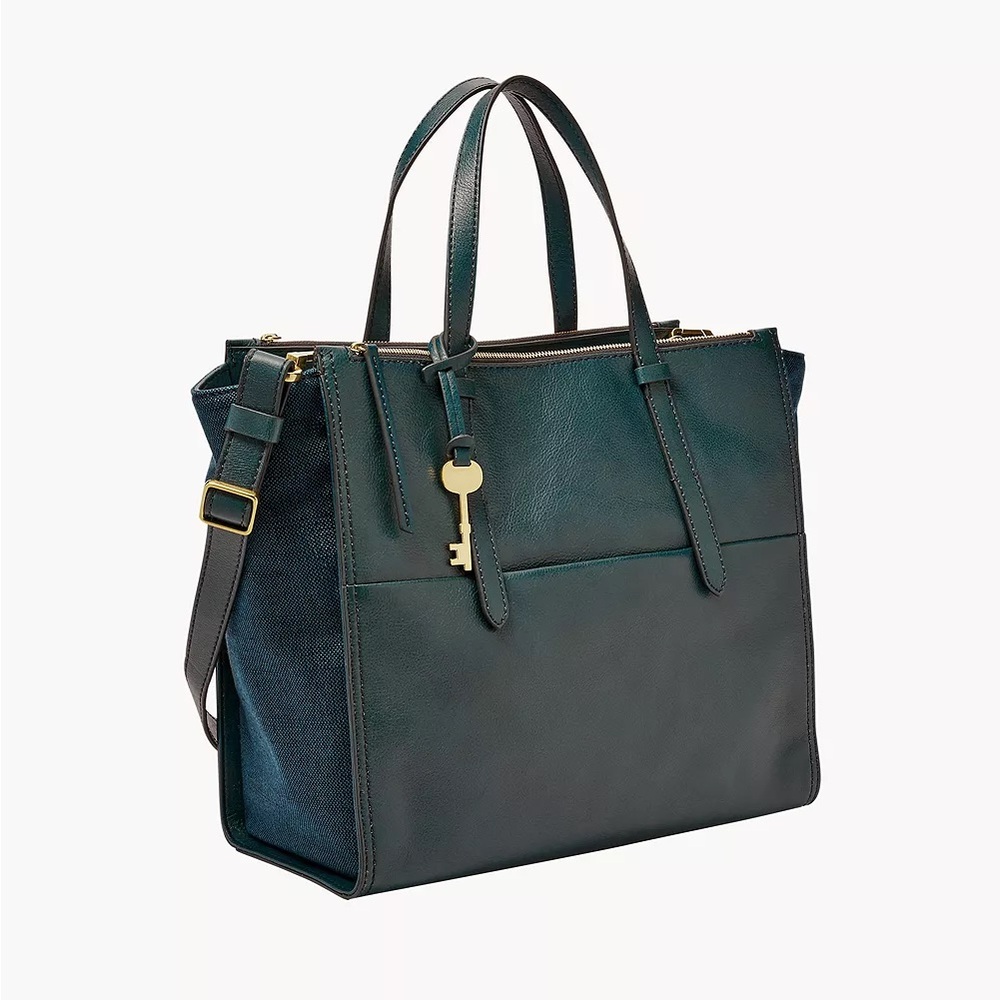 Fossil Leather Tote Turquoise NWT